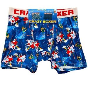 Crazy Boxer 2 Pack Santa Riding Unicorn Christmas Holiday Underwear Elf